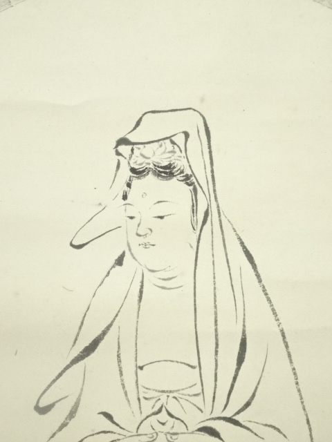 田能村竹田筆　天保4年作　観音　絹本肉筆　古美術　掛軸　共箱送料込み250617 宗元仏画」で広がる仏画の様相 田能村竹田の観音図は般若心経と同調